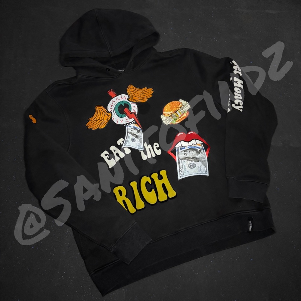 Black Graphic Tee with Colorful Print